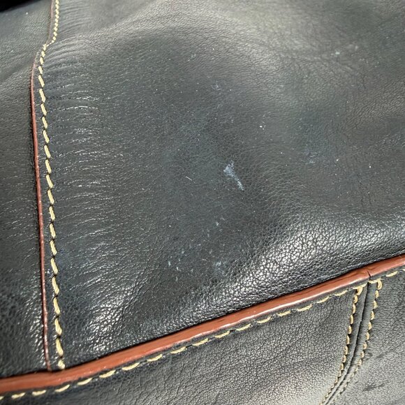 VTG ETIENNE AIGNER Black Leather Double Flap Fold Top Buckle Straps Shoulder Bag - Picture 5 of 15